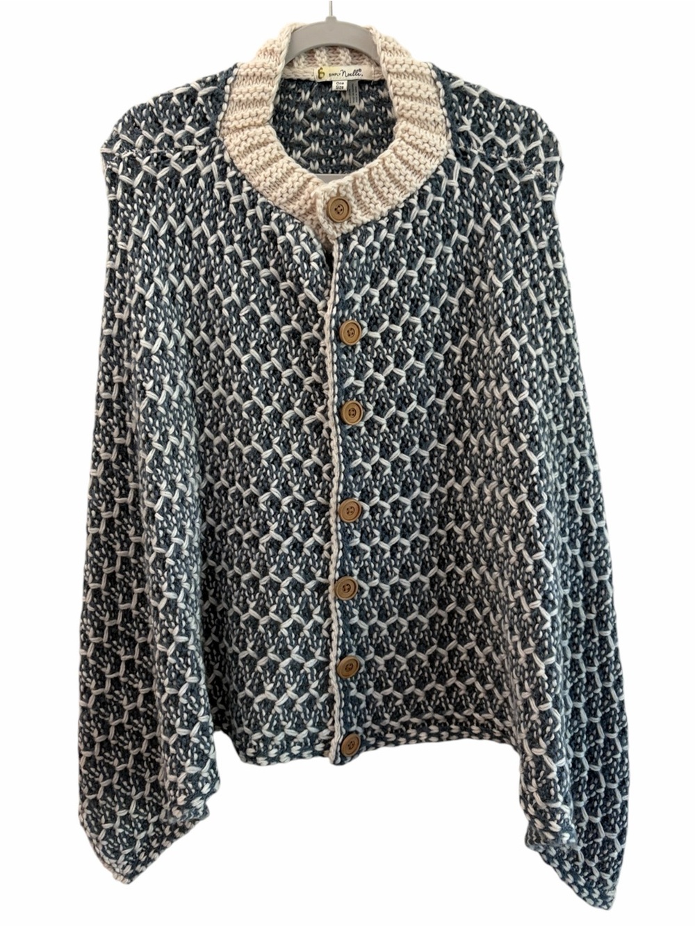 Simply Noelle Nordic Scandigirl Knit Poncho One Size Cozy Cabin Skii Lodge